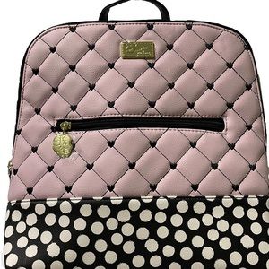 Bestey Johnson backpack. Blush with black hearts.